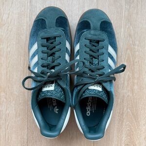 Adidas Emerald Velvet Platform Gazelle Sneakers